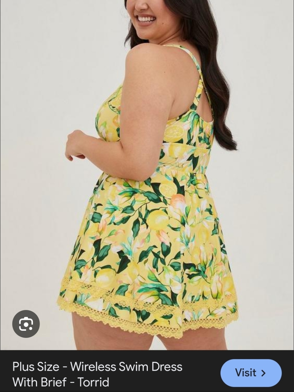Torrid Yellow and Green Floral Lemon  Swim Dress